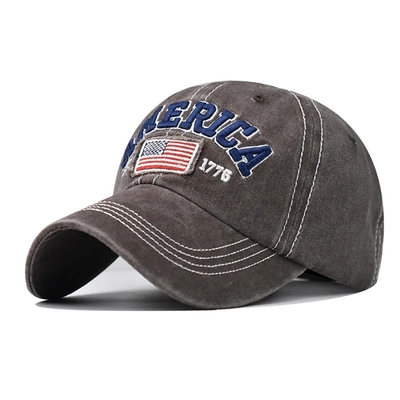 Cap Produsen Grosir 6 Panel Baseball Caps Custom 3d Amerika bordir Logo Cuci kapas Ayah Topi