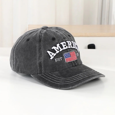 Cap Produsen Grosir 6 Panel Baseball Caps Custom 3d Amerika bordir Logo Cuci kapas Ayah Topi