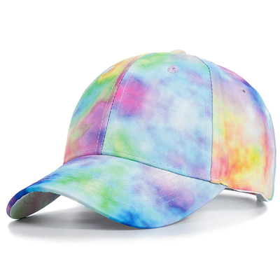 Custom Fashion Hip Hop 6 Panel Tie Dye Baseball Hat Cap High Crown Irregular Print Baseball Hat