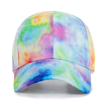 Custom Fashion Hip Hop 6 Panel Tie Dye Baseball Hat Cap High Crown Irregular Print Baseball Hat