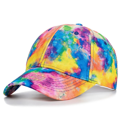 Custom Fashion Hip Hop 6 Panel Tie Dye Baseball Hat Cap High Crown Irregular Print Baseball Hat