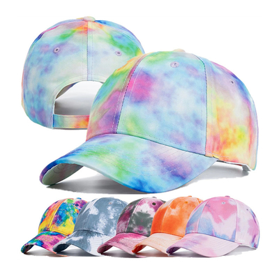 Custom Fashion Hip Hop 6 Panel Tie Dye Baseball Hat Cap High Crown Irregular Print Baseball Hat