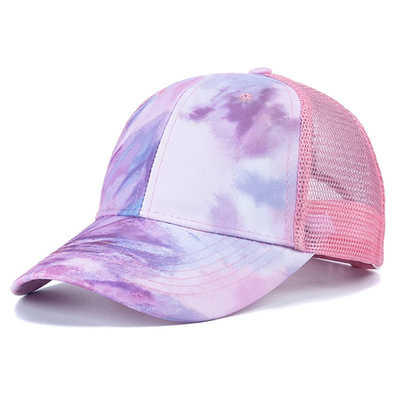 Custom Fashion Hip Hop 6 Panel Tie Dye Baseball Hat Cap High Crown Irregular Print Baseball Hat