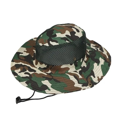 Outdoor Camo Kamuflase Fisherman Bucket Hat Dengan Logo Khusus Berburu Hiking Bucket Cap