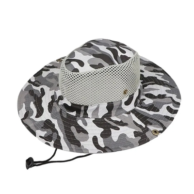 Outdoor Camo Kamuflase Fisherman Bucket Hat Dengan Logo Khusus Berburu Hiking Bucket Cap
