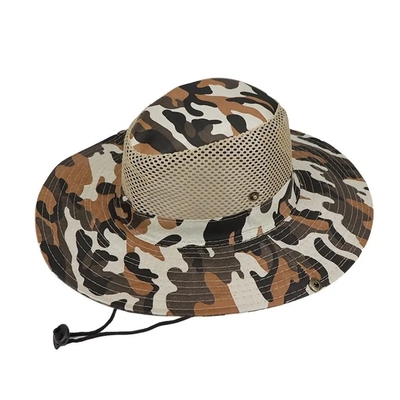 Outdoor Camo Kamuflase Fisherman Bucket Hat Dengan Logo Khusus Berburu Hiking Bucket Cap