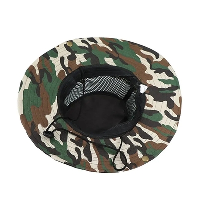 Outdoor Camo Kamuflase Fisherman Bucket Hat Dengan Logo Khusus Berburu Hiking Bucket Cap
