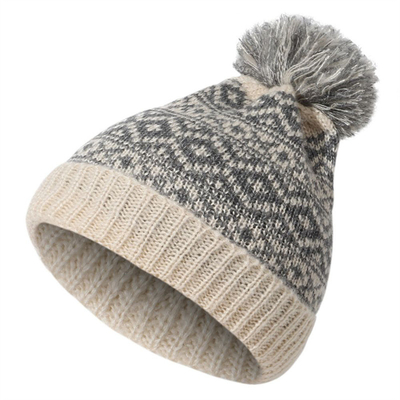 Musim dingin merek wanita bulu Pom Poms Cap Gadis rajutan topi Cap tebal wanita Skullies topi