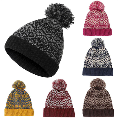 Musim dingin merek wanita bulu Pom Poms Cap Gadis rajutan topi Cap tebal wanita Skullies topi