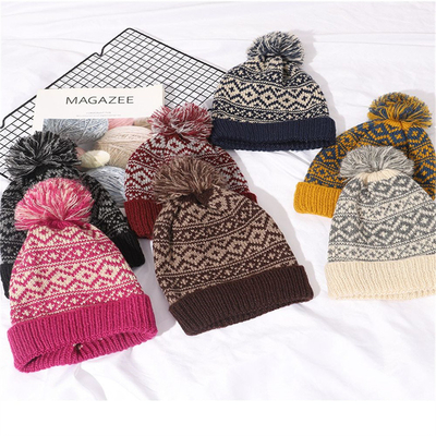 Musim dingin merek wanita bulu Pom Poms Cap Gadis rajutan topi Cap tebal wanita Skullies topi