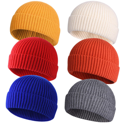 Topi boneka rajutan dewasa untuk acara kasual bordir / jacquard / pola kosong dan lingkar topi