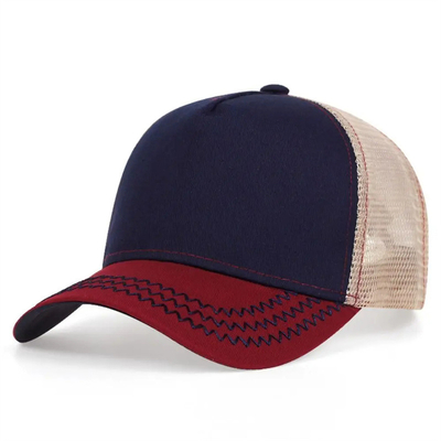 Custom kualitas tinggi 5 panel truk topi grosir cruved tepi jaring truk topi
