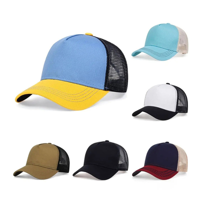 Custom kualitas tinggi 5 panel truk topi grosir cruved tepi jaring truk topi