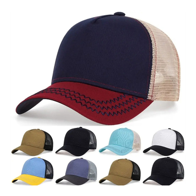 Custom kualitas tinggi 5 panel truk topi grosir cruved tepi jaring truk topi