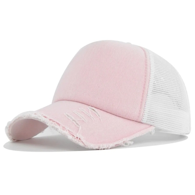 Kualitas tinggi Custom Distressed Trucker Hat Mesh Cap Trucker Hat dengan Logo Custom
