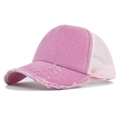 Kualitas tinggi Custom Distressed Trucker Hat Mesh Cap Trucker Hat dengan Logo Custom