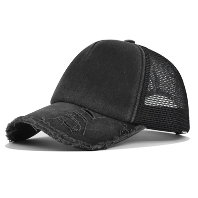 Kualitas tinggi Custom Distressed Trucker Hat Mesh Cap Trucker Hat dengan Logo Custom