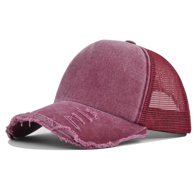 Kualitas tinggi Custom Distressed Trucker Hat Mesh Cap Trucker Hat dengan Logo Custom