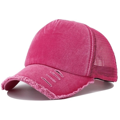 Kualitas tinggi Custom Distressed Trucker Hat Mesh Cap Trucker Hat dengan Logo Custom