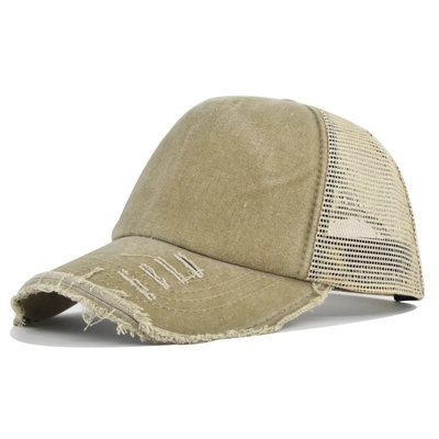 Kualitas tinggi Custom Distressed Trucker Hat Mesh Cap Trucker Hat dengan Logo Custom