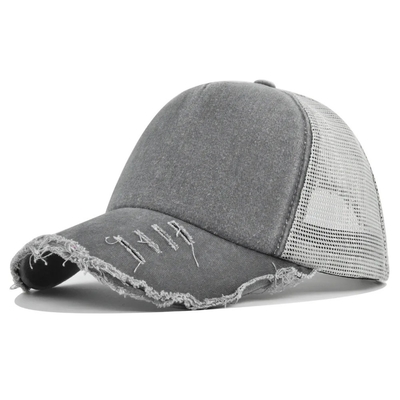 Kualitas tinggi Custom Distressed Trucker Hat Mesh Cap Trucker Hat dengan Logo Custom
