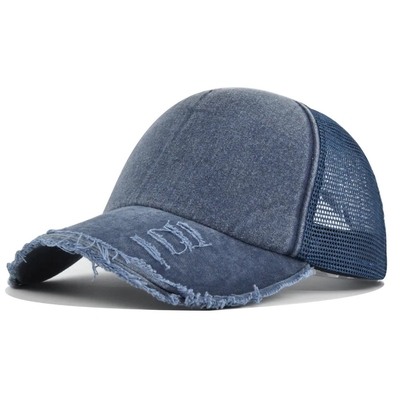 Kualitas tinggi Custom Distressed Trucker Hat Mesh Cap Trucker Hat dengan Logo Custom