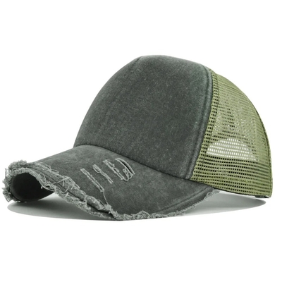 Kualitas tinggi Custom Distressed Trucker Hat Mesh Cap Trucker Hat dengan Logo Custom