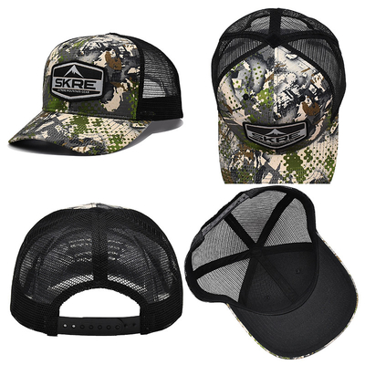 Custom Logo Mesh Back Trucker Hat Grosir 6 Panel Kamuflase Trucker Cap Pribadi