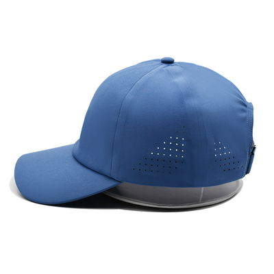 Grosir Plain 6 Panel Ringan Cepat kering Olahraga Baseball Cap Kinerja Laser Cut Hole Olahraga Ayah topi