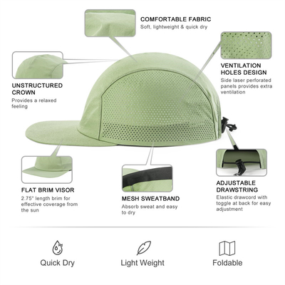 Topi Baseball Tidak Terstruktur Flat Brim Cepat kering Berlari Camper Topi Outdoor Sports Topi untuk Pria dan Wanita