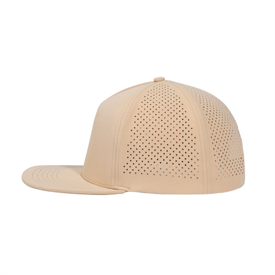 Kecepatan cepat kering Laser Golf Performance Snapback Hat Perforated Flat Brim Cap