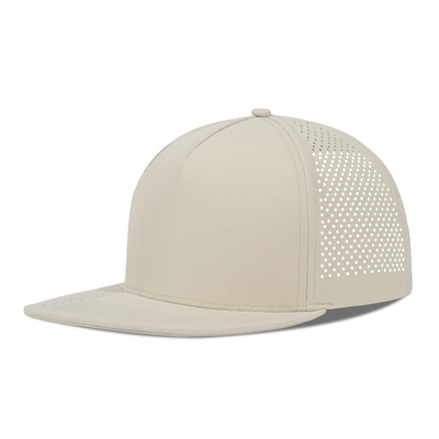 Kecepatan cepat kering Laser Golf Performance Snapback Hat Perforated Flat Brim Cap
