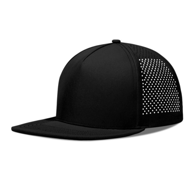 Kecepatan cepat kering Laser Golf Performance Snapback Hat Perforated Flat Brim Cap