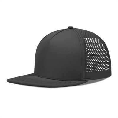 Kecepatan cepat kering Laser Golf Performance Snapback Hat Perforated Flat Brim Cap