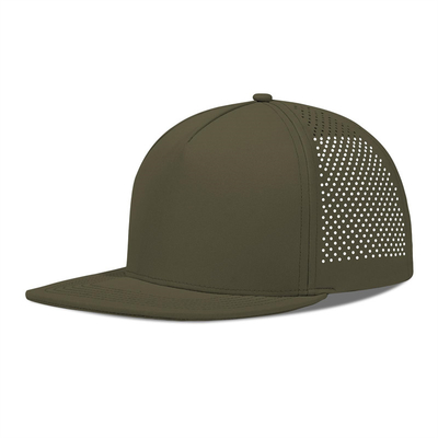 Kecepatan cepat kering Laser Golf Performance Snapback Hat Perforated Flat Brim Cap