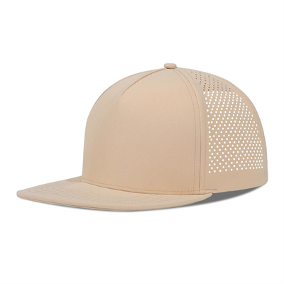 Kecepatan cepat kering Laser Golf Performance Snapback Hat Perforated Flat Brim Cap