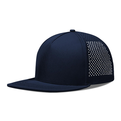 Kecepatan cepat kering Laser Golf Performance Snapback Hat Perforated Flat Brim Cap