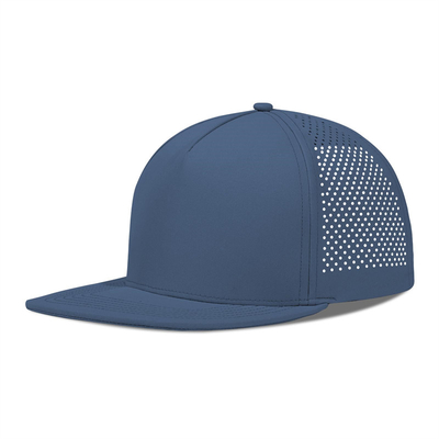 Kecepatan cepat kering Laser Golf Performance Snapback Hat Perforated Flat Brim Cap