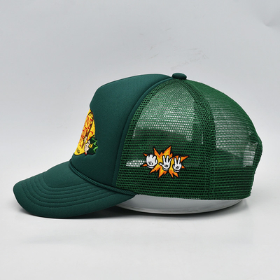 Custom Embroidery 5 Panel Foam Trucker Caps Kualitas Tinggi Tali Trucker Cap dengan Logo