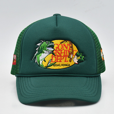 Custom Embroidery 5 Panel Foam Trucker Caps Kualitas Tinggi Tali Trucker Cap dengan Logo