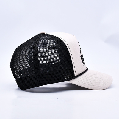 Profil tinggi 3D bordir tali Truker Topi Custom Logo Mesh Kembali Truker Cap