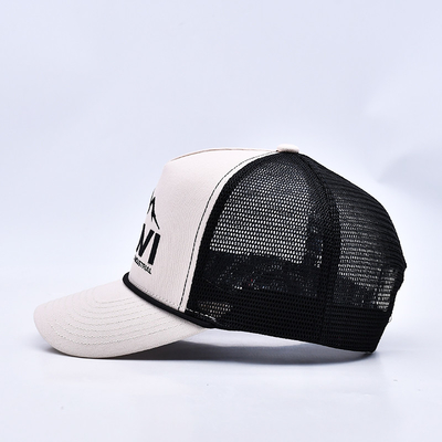 Profil tinggi 3D bordir tali Truker Topi Custom Logo Mesh Kembali Truker Cap