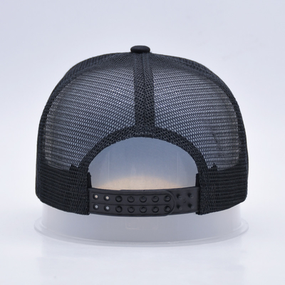 Customisable Curved Black Distressed Trucker Hat Wholesale 5 Panel 3D Broded Trucker Cap