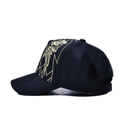 Unisex Luxury Black Baseball Hat Bersulam Gorras Custom Logo 5 Panel Kap Baseball Katun