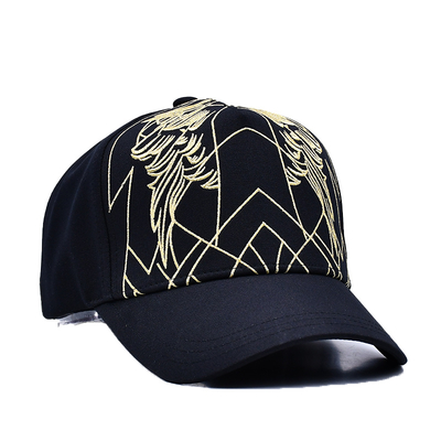 Unisex Luxury Black Baseball Hat Bersulam Gorras Custom Logo 5 Panel Kap Baseball Katun