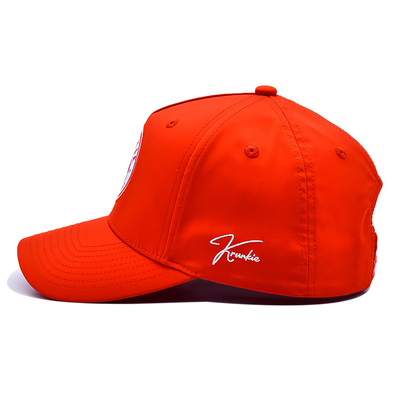OEM Desain Khusus Anda sendiri Karet Pvc Logo 5 Panel Pria Wanita Berlari Olahraga Gorras Cap Nylon Merah Golf Baseball Hat