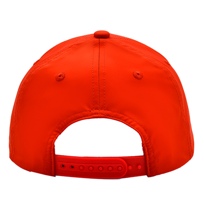 OEM Desain Khusus Anda sendiri Karet Pvc Logo 5 Panel Pria Wanita Berlari Olahraga Gorras Cap Nylon Merah Golf Baseball Hat