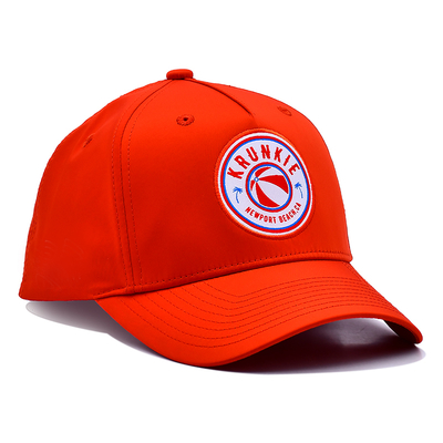 OEM Desain Khusus Anda sendiri Karet Pvc Logo 5 Panel Pria Wanita Berlari Olahraga Gorras Cap Nylon Merah Golf Baseball Hat