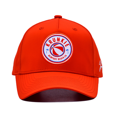 OEM Desain Khusus Anda sendiri Karet Pvc Logo 5 Panel Pria Wanita Berlari Olahraga Gorras Cap Nylon Merah Golf Baseball Hat