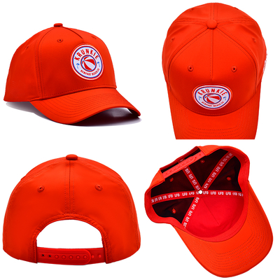 OEM Desain Khusus Anda sendiri Karet Pvc Logo 5 Panel Pria Wanita Berlari Olahraga Gorras Cap Nylon Merah Golf Baseball Hat